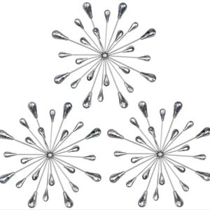 New Set of 3 Silver Metal Starburst